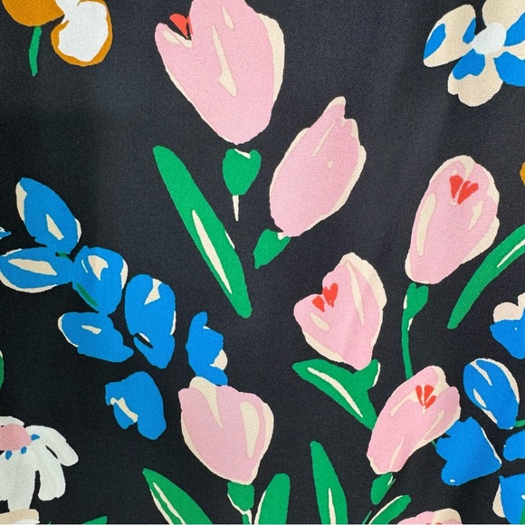 Kate Spade Silk Twill Meadow Floral Sheath Mini Dress In Black Multicolor Size 4 - Picture 11 of 16